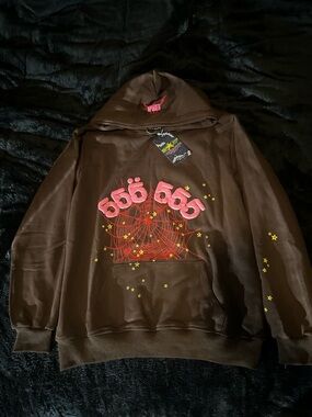 Brown 555 SP5DER hoodie
